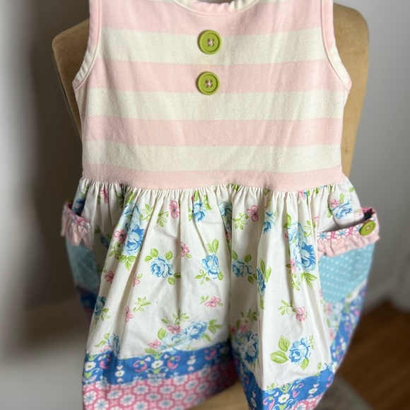 Tabitha Twinkle Greta dress size 2 sleeveless stripes and floral print - Picture 3 of 6